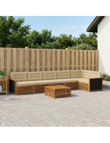 Set di divani da esterno 7 pcs Naturale e Beige 79 x 79 x 37 cm