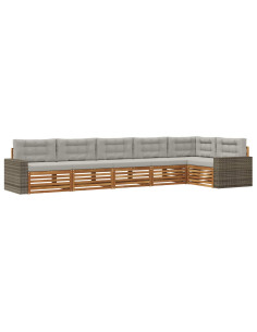 Set di divani da esterno 6 pcs Naturale e Grigio Chiaro 2