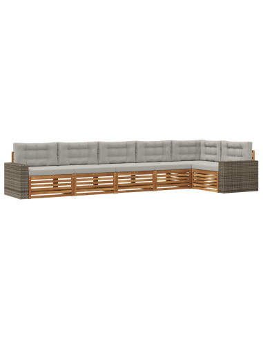Set di divani da esterno 6 pcs Naturale e Grigio Chiaro