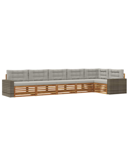Set di divani da esterno 6 pcs Naturale e Grigio Chiaro