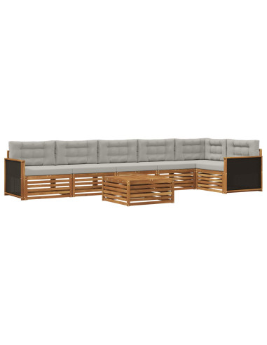 Set di divani da esterno 7 pcs Naturale e Grigio Chiaro