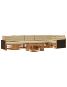 Set di divani da esterno 7 pcs Naturale e Beige 79 x 79 x 37 cm 2