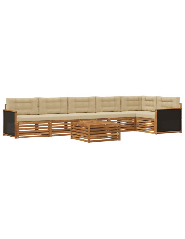 Set di divani da esterno 7 pcs Naturale e Beige 79 x 79 x 37 cm