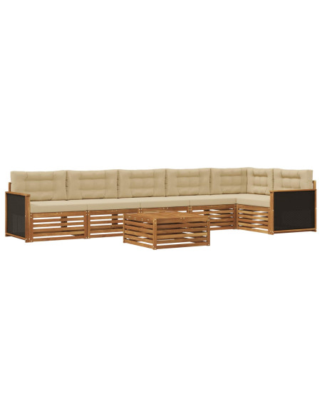 Set di divani da esterno 7 pcs Naturale e Beige 79 x 79 x 37 cm