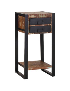 Tavolino Multicolore 40 x 40 x 80 cm Legno Recuperato Massello