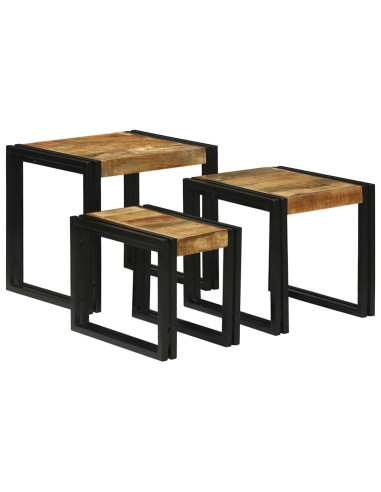 Tavolo Nesting 3 pcs Legno di mango massello e metallo