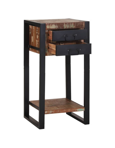 Tavolino Multicolore 40 x 40 x 80 cm Legno Recuperato Massello