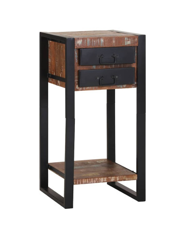 Tavolino Multicolore 40 x 40 x 80 cm Legno Recuperato Massello