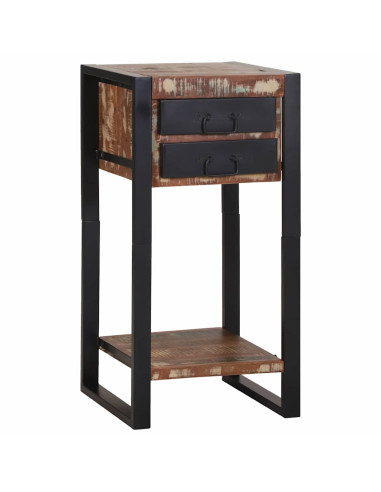 Tavolino Multicolore 40 x 40 x 80 cm Legno Recuperato Massello