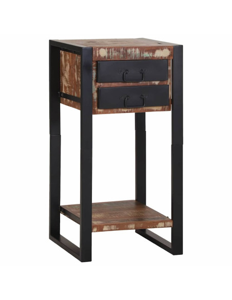 Tavolino Multicolore 40 x 40 x 80 cm Legno Recuperato Massello