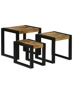Tavolo Nesting 3 pcs Legno di mango massello e metallo 2