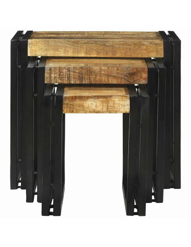 Tavolo Nesting 3 pcs Legno di mango massello e metallo