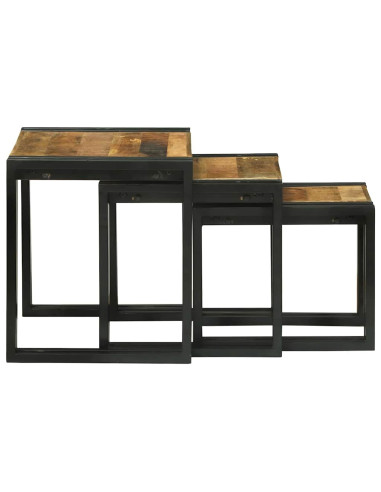 Tavolo Nesting 3 pcs Legno di mango massello e metallo
