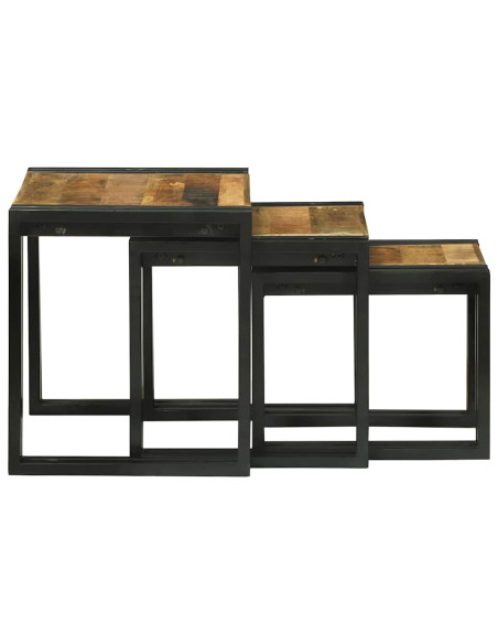 Tavolo Nesting 3 pcs Legno di mango massello e metallo
