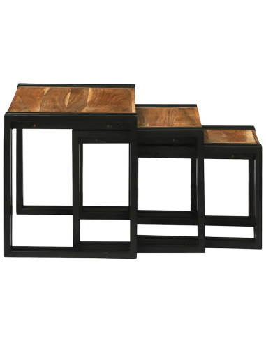 Tavolo Nesting 3 pcs Legno massello di acacia e metallo
