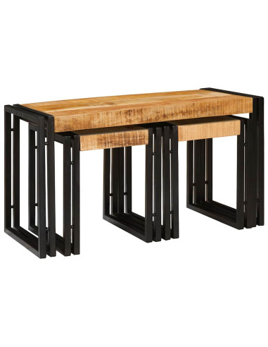 Tavolo Nesting 3 pcs Legno di mango massello e metallo