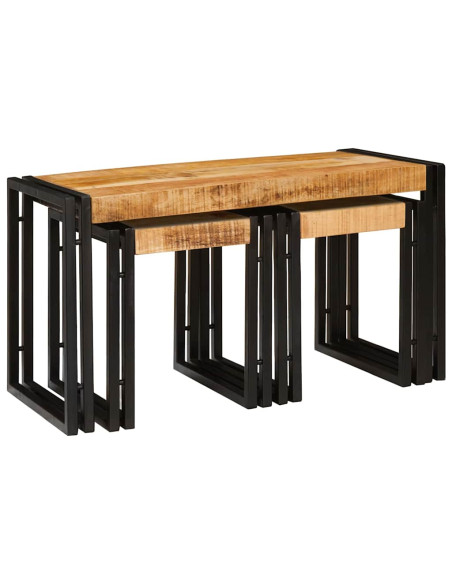 Tavolo Nesting 3 pcs Legno di mango massello e metallo