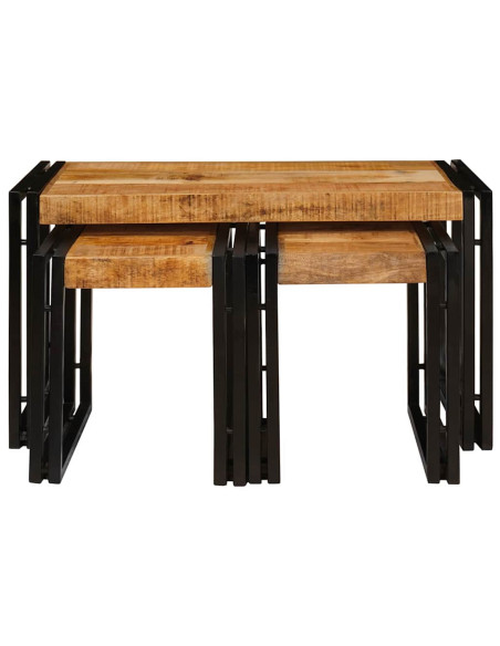 Tavolo Nesting 3 pcs Legno di mango massello e metallo