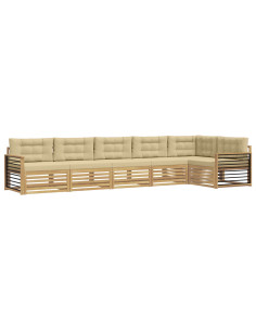 Set di divani da esterno 6 pcs Bianco e Beige Poliestere 2