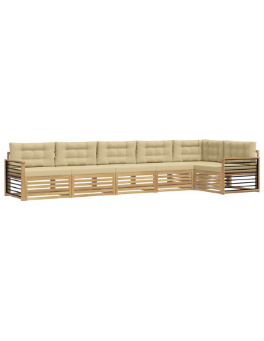 Set di divani da esterno 6 pcs Bianco e Beige Poliestere