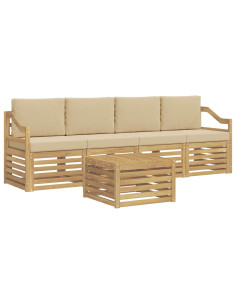 Set di divani da esterno 5 pcs Bianco e Beige Poliestere 2