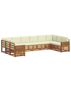 Set divani 10 pcs Naturale e Crema Legno di Acacia Massello 2