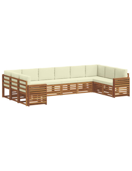 Set divani 10 pcs Naturale e Crema Legno di Acacia Massello
