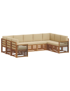 Set divani 9 pcs Naturale e Beige Legno di Acacia Massello 2