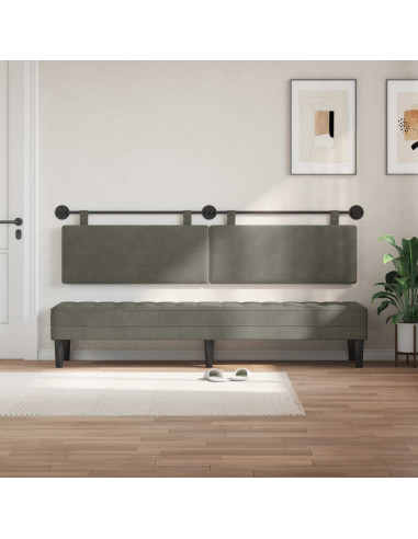 Testata appesa Grigio chiaro 210 x 55 x 5 cm Tessuto in Cords