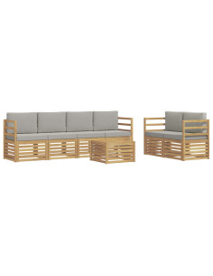 Set di divani da esterno 7 pcs Bianco e Grigio Chiaro 2