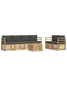 Set di divani da esterno 7 pcs Bianco e Antracite Poliestere 2