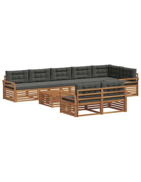 Set di divani da esterno con cuscino 9 pcs Naturale e Antracite