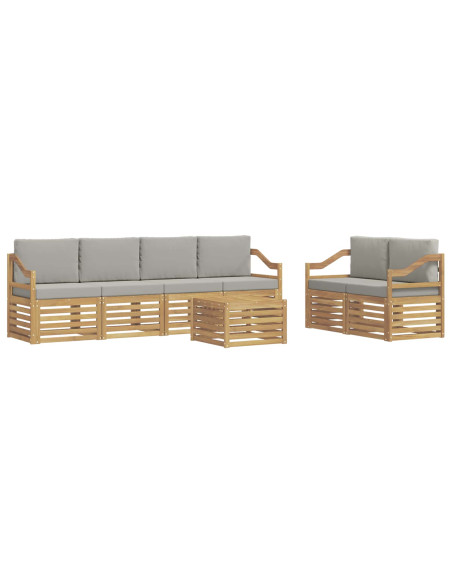 Set di divani da esterno 7 pcs Bianco e Grigio Chiaro