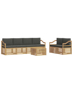 Set di divani da esterno 7 pcs Bianco e Antracite Poliestere 2