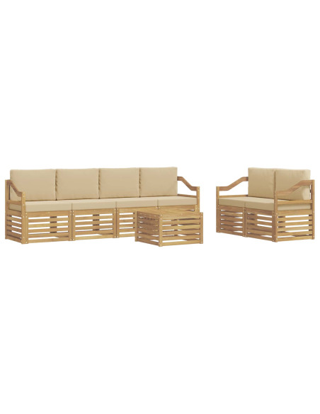 Set di divani da esterno 7 pcs Bianco e Beige Poliestere