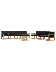 Set di divani da esterno 9 pcs Bianco e Nero 79 x 79 x 37 cm 2