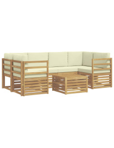 Set di divani da esterno 7 pcs Bianco e Crema Poliestere 2