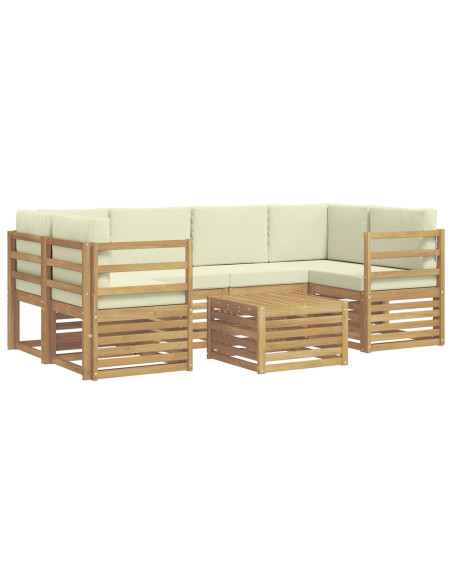 Set di divani da esterno 7 pcs Bianco e Crema Poliestere