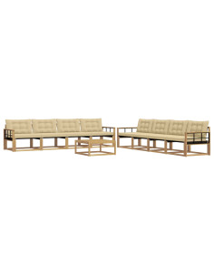 Set di divani da esterno 9 pcs Bianco e Beige 79 x 79 x 37 cm 2