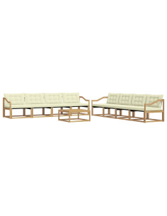 Set di divani da esterno 9 pcs Bianco e Crema 79 x 79 x 37 cm 2
