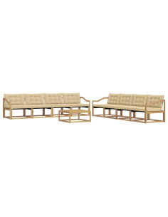 Set di divani da esterno 9 pcs Bianco e Beige 79 x 79 x 37 cm 2