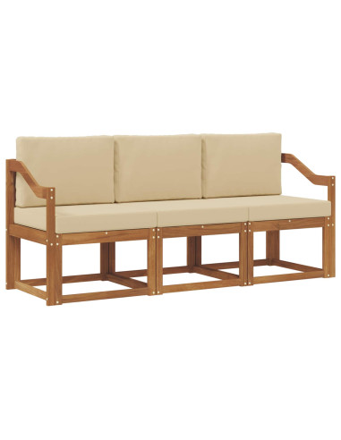 Set di divani da esterno con cuscino 3 pcs Naturale e Beige