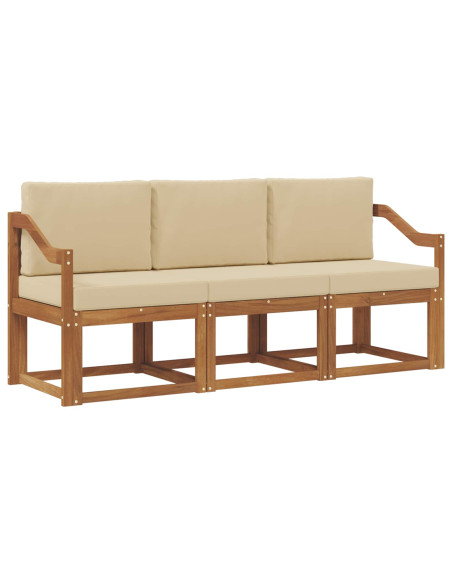 Set di divani da esterno con cuscino 3 pcs Naturale e Beige
