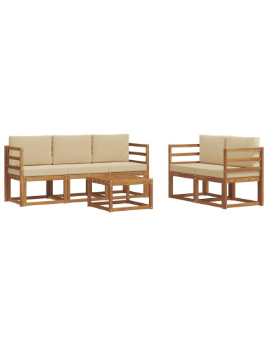 Set di divani da esterno con cuscino 6 pcs Naturale e Beige