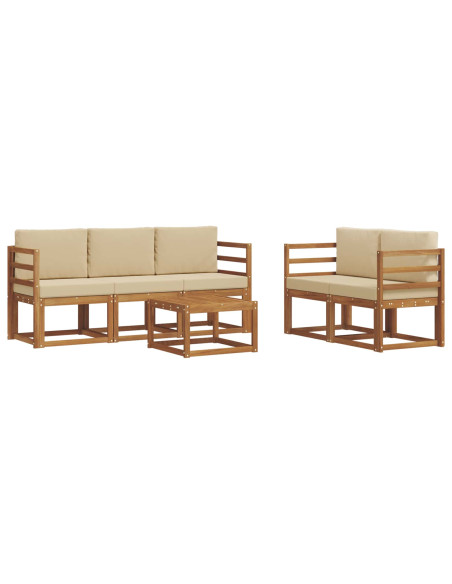 Set di divani da esterno con cuscino 6 pcs Naturale e Beige
