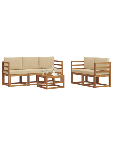 Set di divani da esterno con cuscino 6 pcs Naturale e Beige