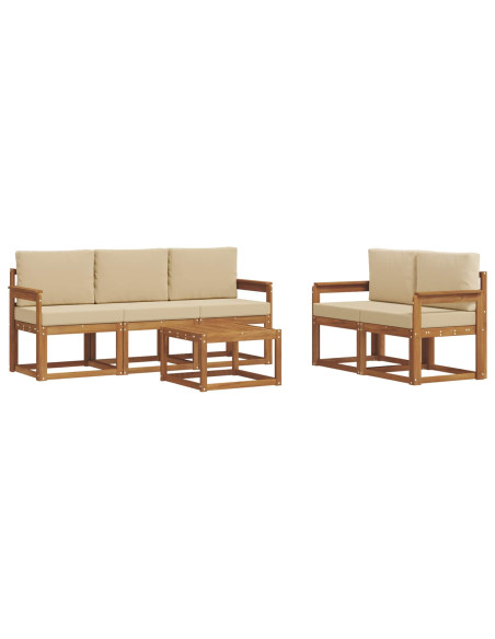 Set di divani da esterno con cuscino 6 pcs Naturale e Beige