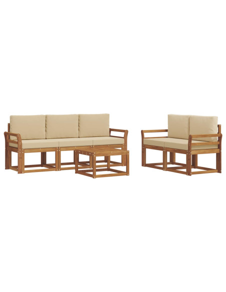 Set di divani da esterno con cuscino 6 pcs Naturale e Beige