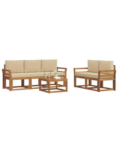 Set di divani da esterno con cuscino 6 pcs Naturale e Beige