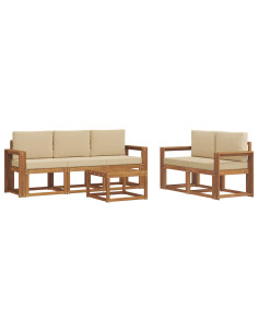Set di divani da esterno con cuscino 6 pcs Naturale e Beige 2